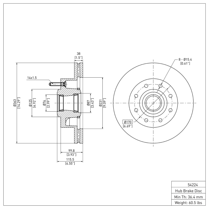 Ford F-250 Brake Rotor (1) - Front - R1 Concepts - Plain - `11-`25
